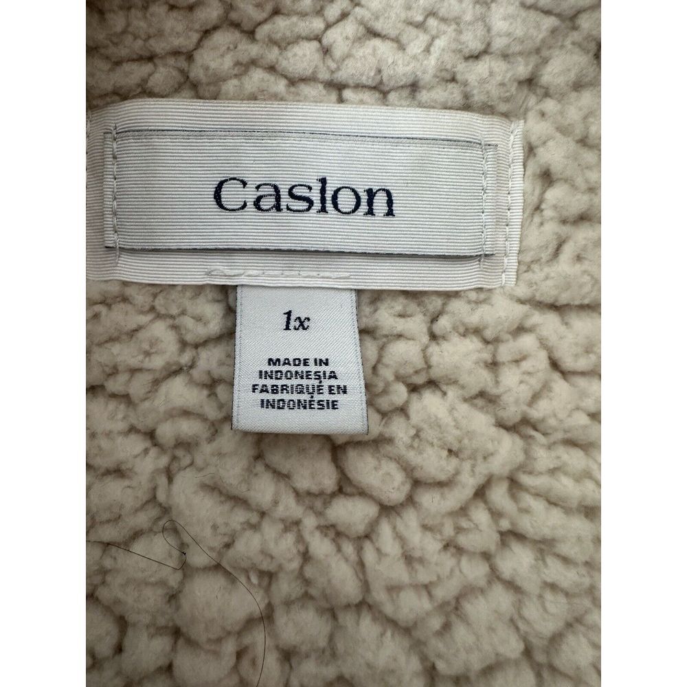 Caslon Vest Women 1XFaux Suede Open Front Sherpa Tan Cowgirl Rodeo Horse Outdoor - Picture 3 of 9